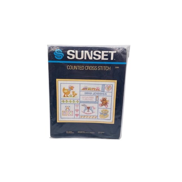 Sunset “My Baby Keepsakes” Counted Cross Stitch Kit #2990 – Sealed Birth Sampler - Picture 1 of 2